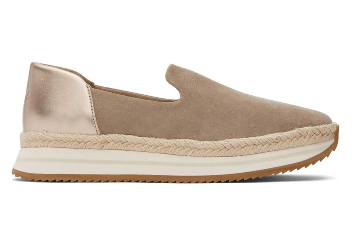 TOMS Womens Jocelyn Espadrille Suede Slip On Trainers - Dune sold by The Foot Factory