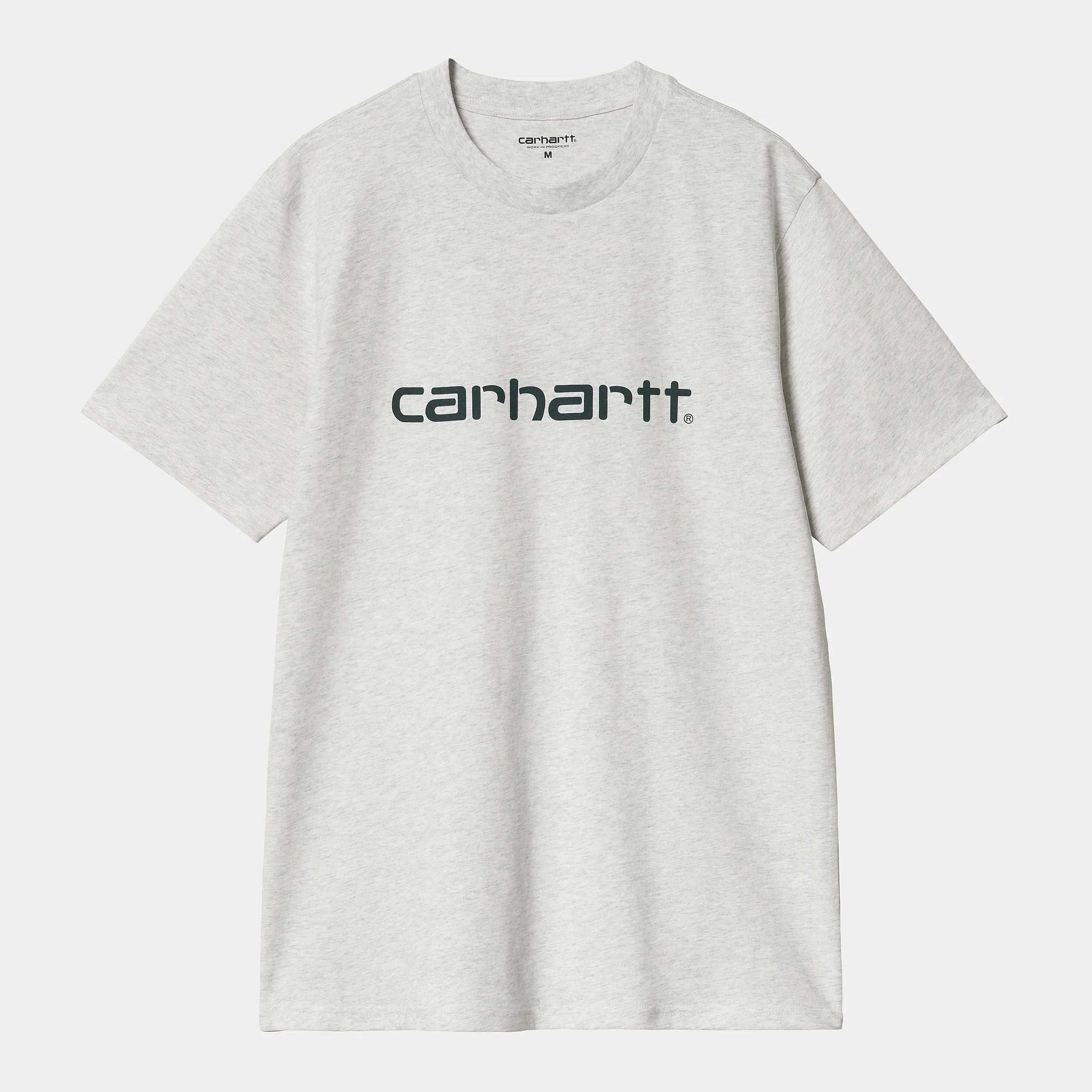 Carhartt WIP Mens Script Short Sleeve T-Shirt - Ash Heather / Duck Blue sold by The Foot Factory