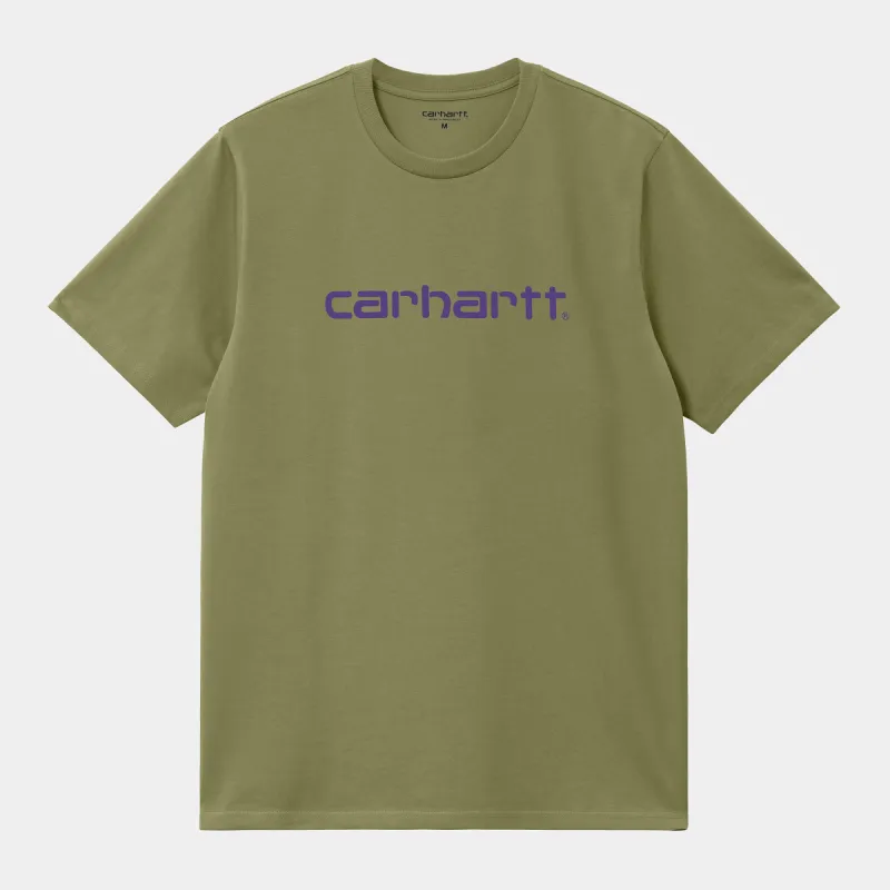 Carhartt WIP Mens Script Short Sleeve T-Shirt - Capulet / Aura sold by The Foot Factory