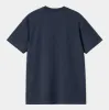 Carhartt WIP Mens Script Short Sleeve T-Shirt - Air Force Blue / Malbec sold by The Foot Factory