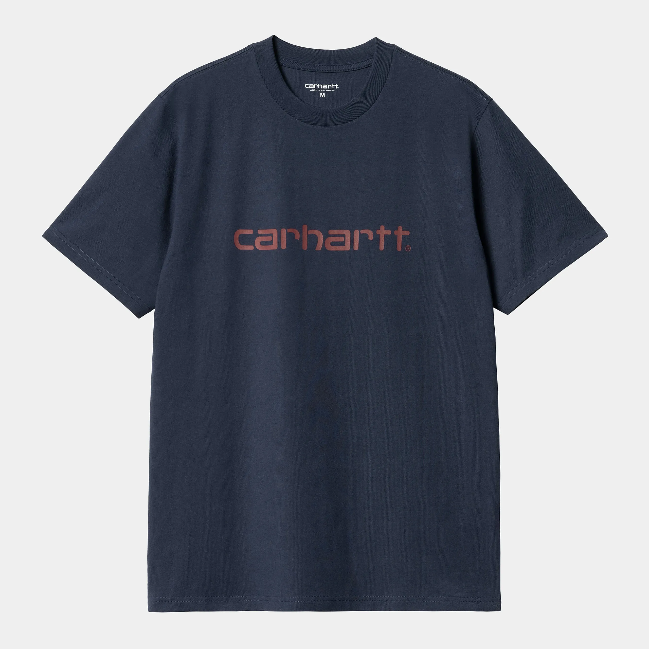 Carhartt WIP Mens Script Short Sleeve T-Shirt - Air Force Blue / Malbec sold by The Foot Factory