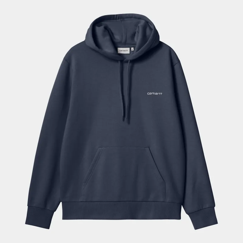 Carhartt WIP Mens Script Embroidery Hoodie - Air Force Blue sold by The Foot Factory