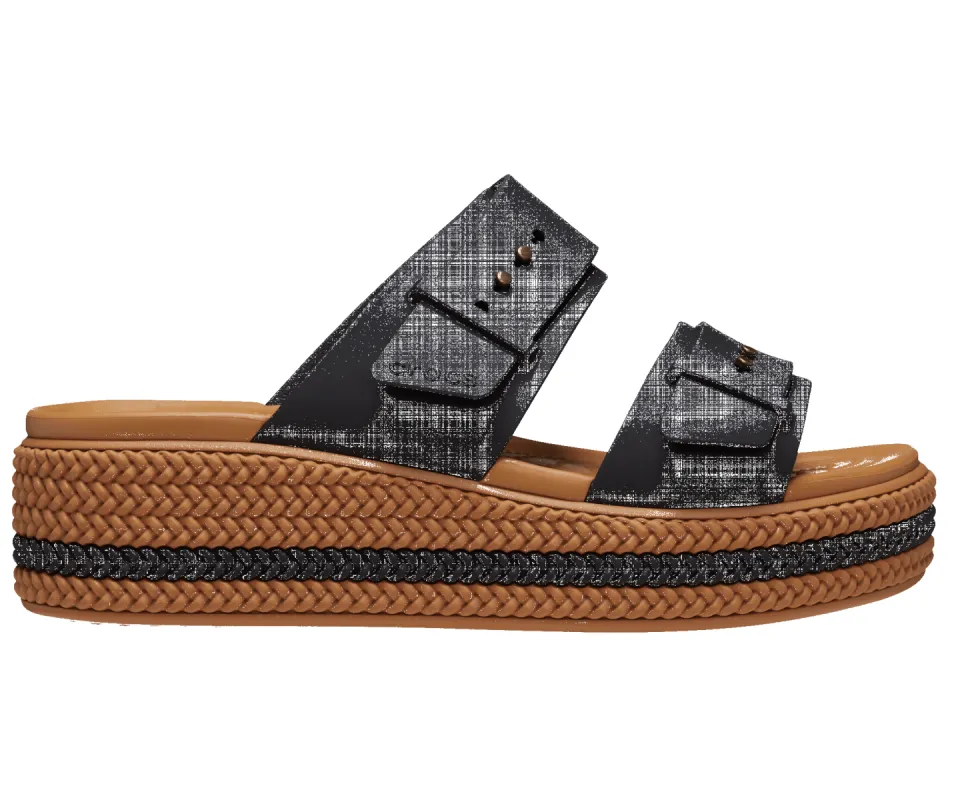 Crocs Womens Brooklyn Buckle Woven Sandal - Black sold by The Foot Factory