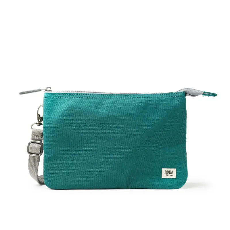 ROKA Carnaby Crossbody Teal XL Recycled Canvas Bag sold by The Foot Factory