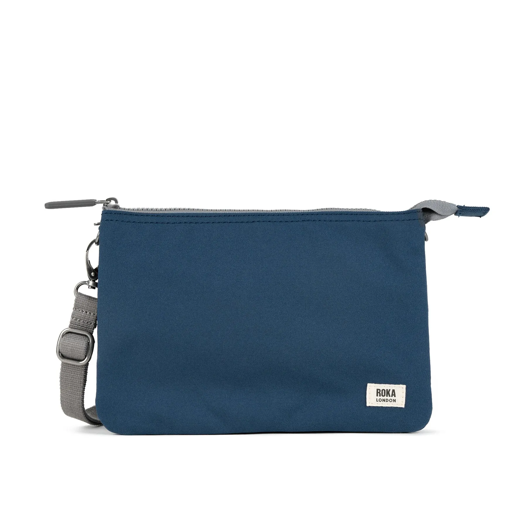 ROKA Carnaby Crossbody Deep Blue XL Recycled Canvas Bag sold by The Foot Factory