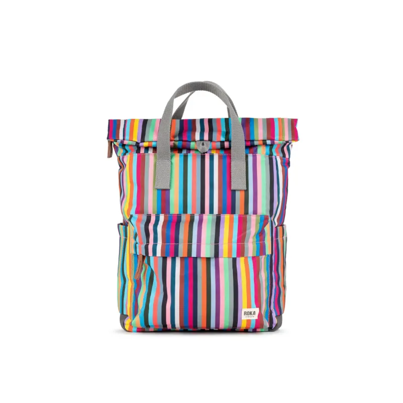 ROKA Canfield B Multi Stripe Medium Recycled Canvas Bag - OS sold by The Foot Factory
