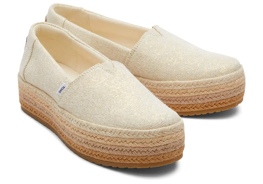TOMS Womens Valencia Platform Espadrille - Dark Natural Metallic Linen sold by The Foot Factory product image thumbnail 2