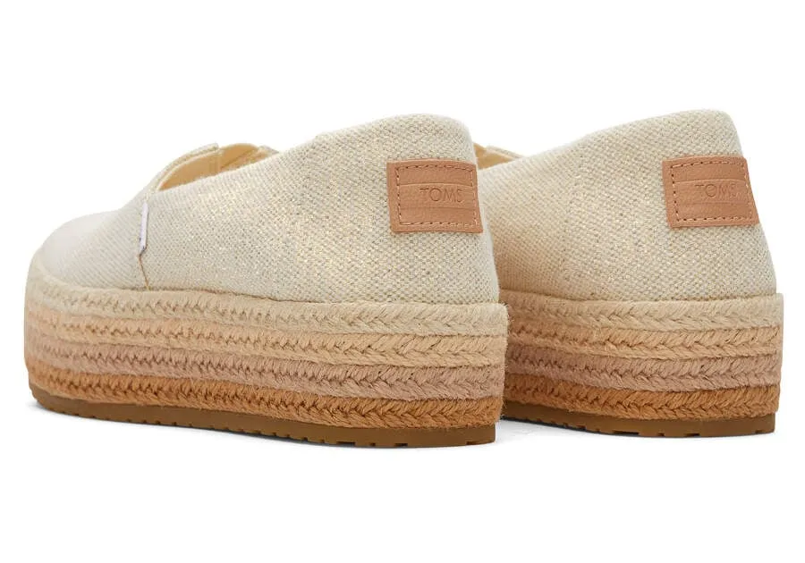 TOMS Womens Valencia Platform Espadrille - Dark Natural Metallic Linen sold by The Foot Factory product image thumbnail 3