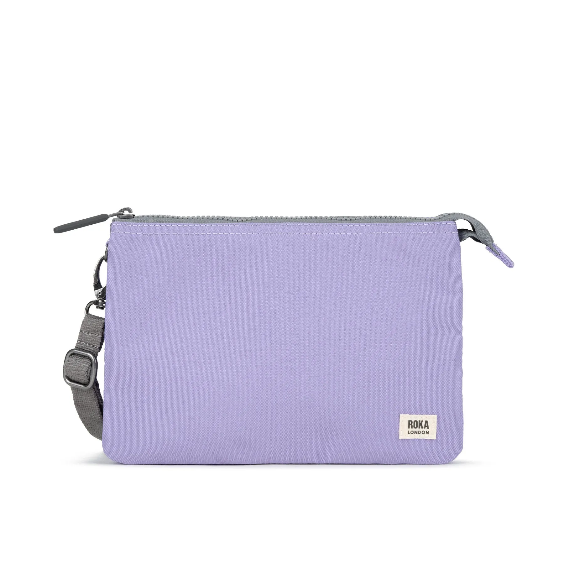 ROKA Carnaby Crossbody Lavender XL Recycled Canvas Bag sold by The Foot Factory