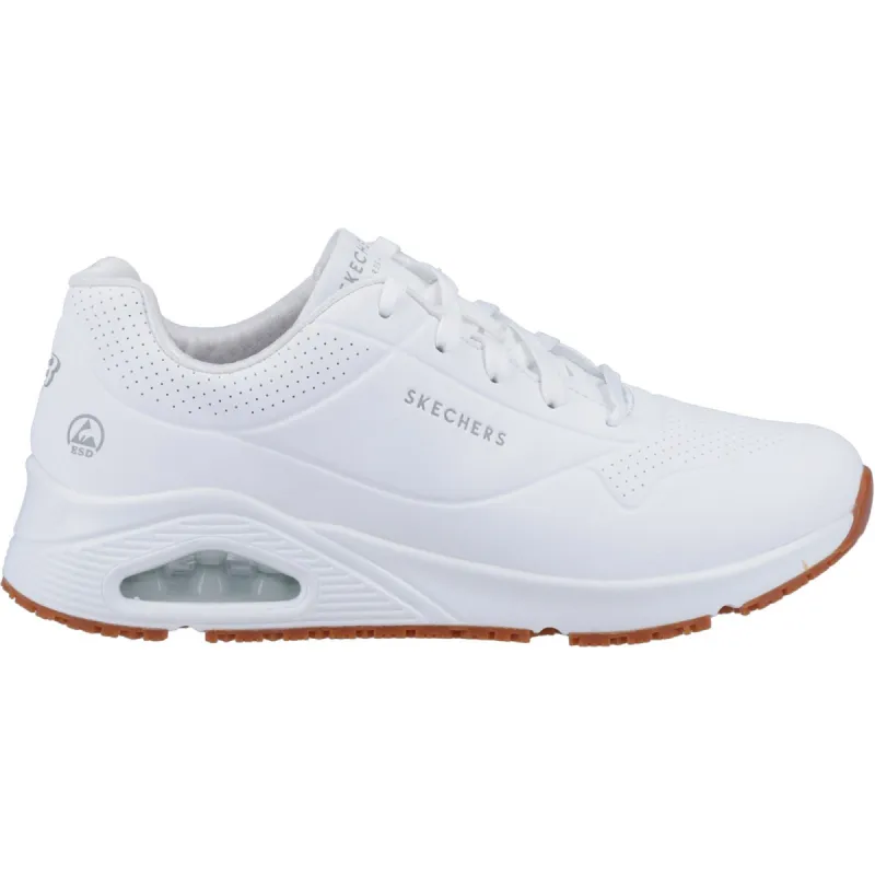 Skechers Mens Work Relaxed Fit Uno SR Sutal Work Trainers - White sold by The Foot Factory