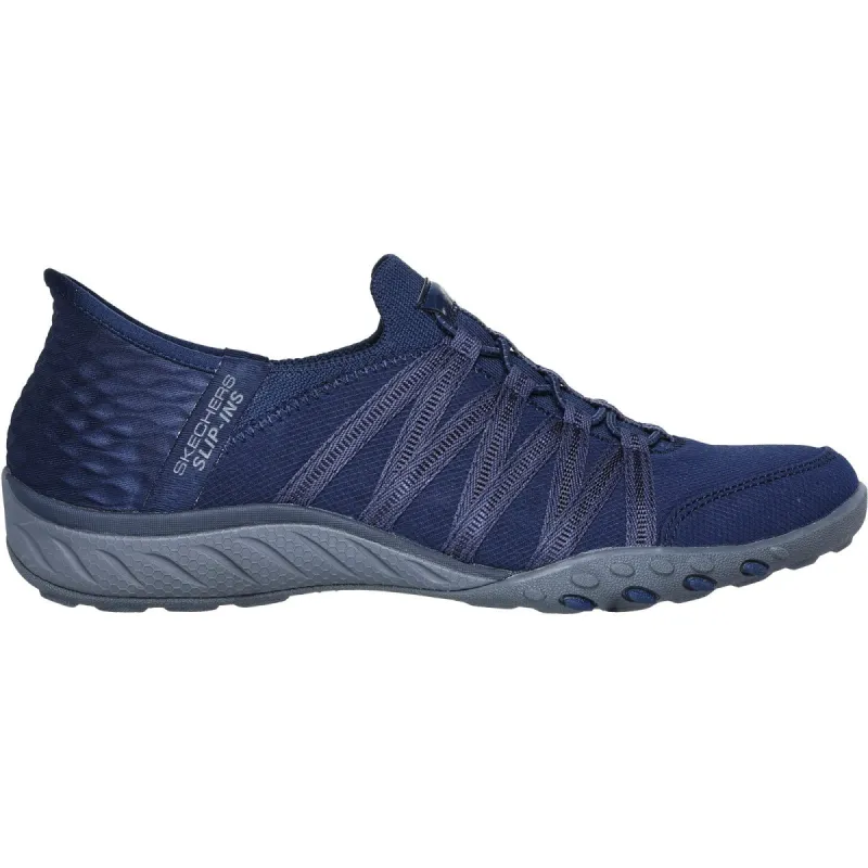 Skechers Womens Breathe-Easy Roll-With-Me Trainers - Navy sold by The Foot Factory