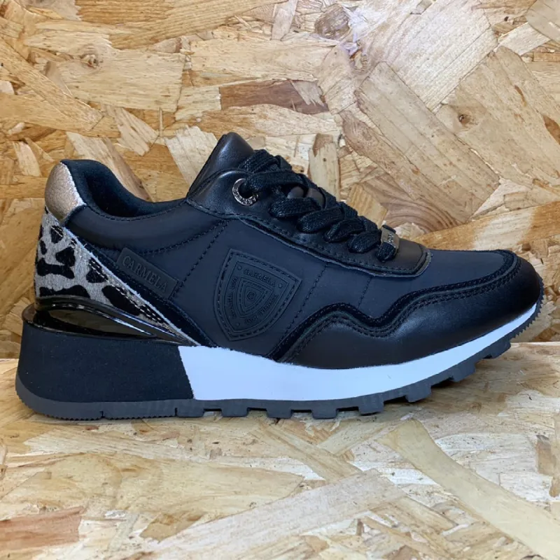 Carmela Womens Leather Fashion Trainers - Black sold by The Foot Factory