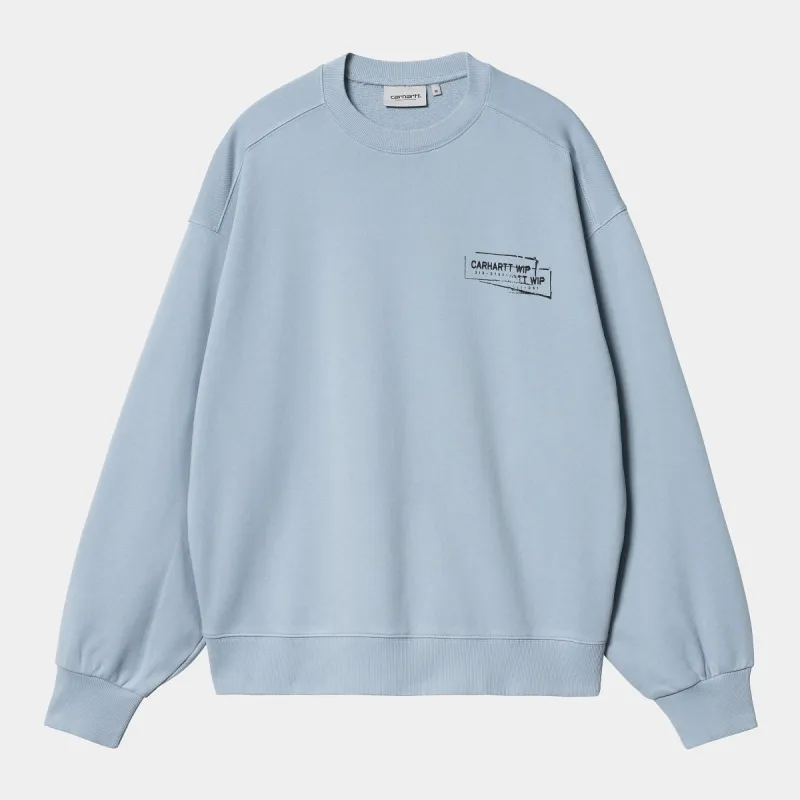 Carhartt WIP Mens Stamp Sweat Top - Misty Sky / Black sold by The Foot Factory