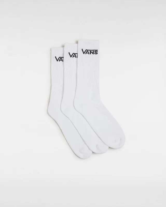 VANS Mens Classic Crew Socks (3 Pairs) - White sold by The Foot Factory
