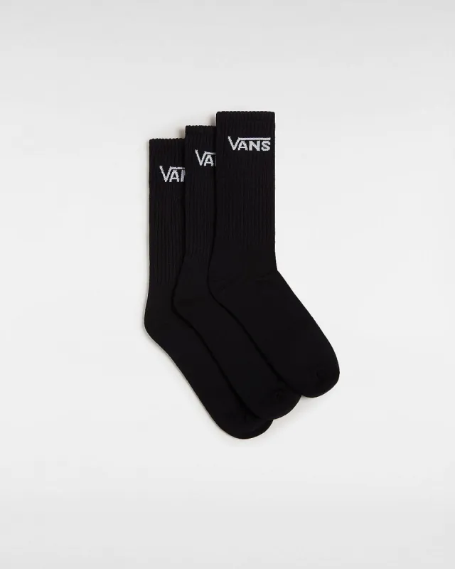 VANS Mens Classic Crew Socks (3 Pairs) - Black sold by The Foot Factory