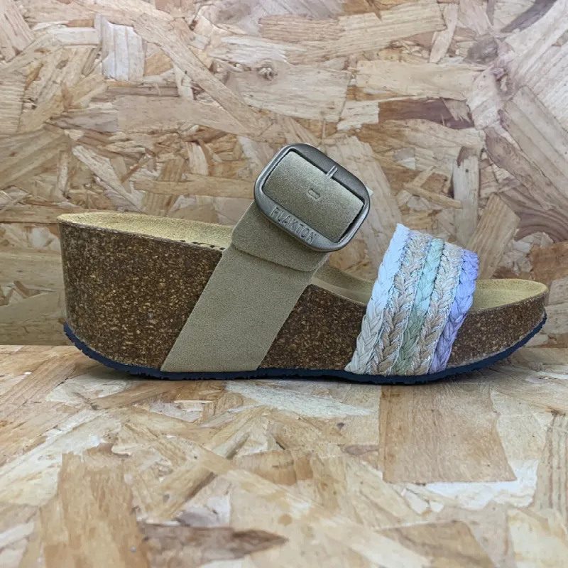 Plakton Womens Alicante Hi Jute Leather Sandal - Green sold by The Foot Factory