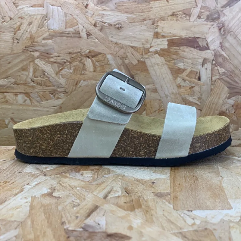 Plakton Womens Alicante Mid Leather Sandal - Linen sold by The Foot Factory