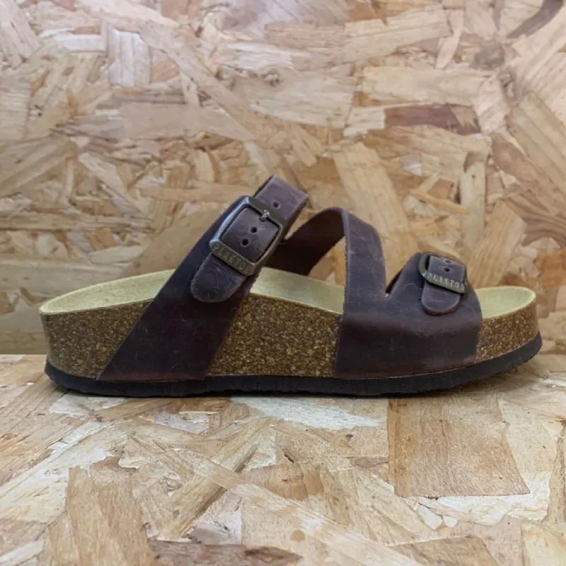 Plakton Womens Seville Mid Apure Leather Sandal - Brown sold by The Foot Factory