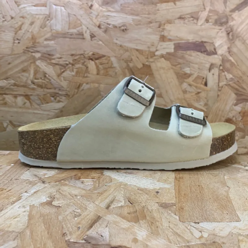 Plakton Womens Malaga Mid Leather Sandal - Linen sold by The Foot Factory