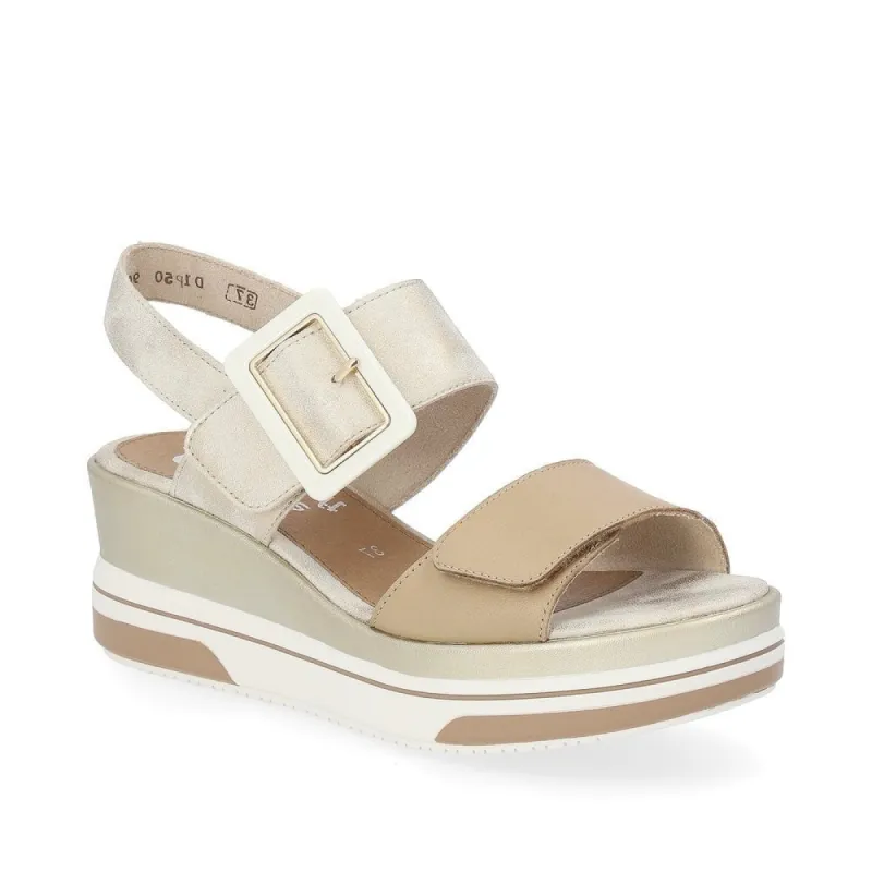 Remonte Womens Fashion Wedge Sandal - Beige sold by The Foot Factory