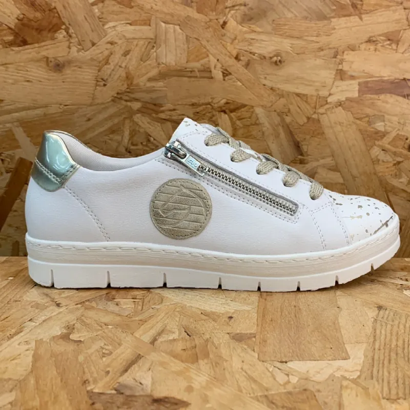 Remonte Womens Fashion Leather Trainers - White sold by The Foot Factory