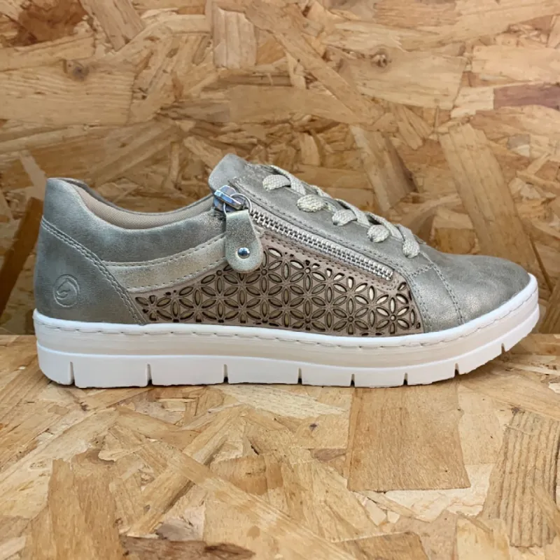 Remonte Womens Fashion Leather Trainers - Metallic sold by The Foot Factory