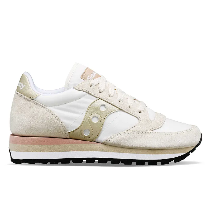 Saucony Womens Jazz Triple Trainers - Light Grey / Gold made by Saucony