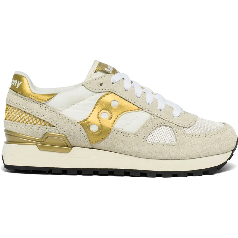Saucony Womens Shadow Original Trainers - White / Gold sold by The Foot Factory