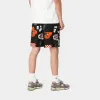 Carhartt WIP Mens Slater Isis Maria Dinner Print Swim Shorts - Black sold by The Foot Factory