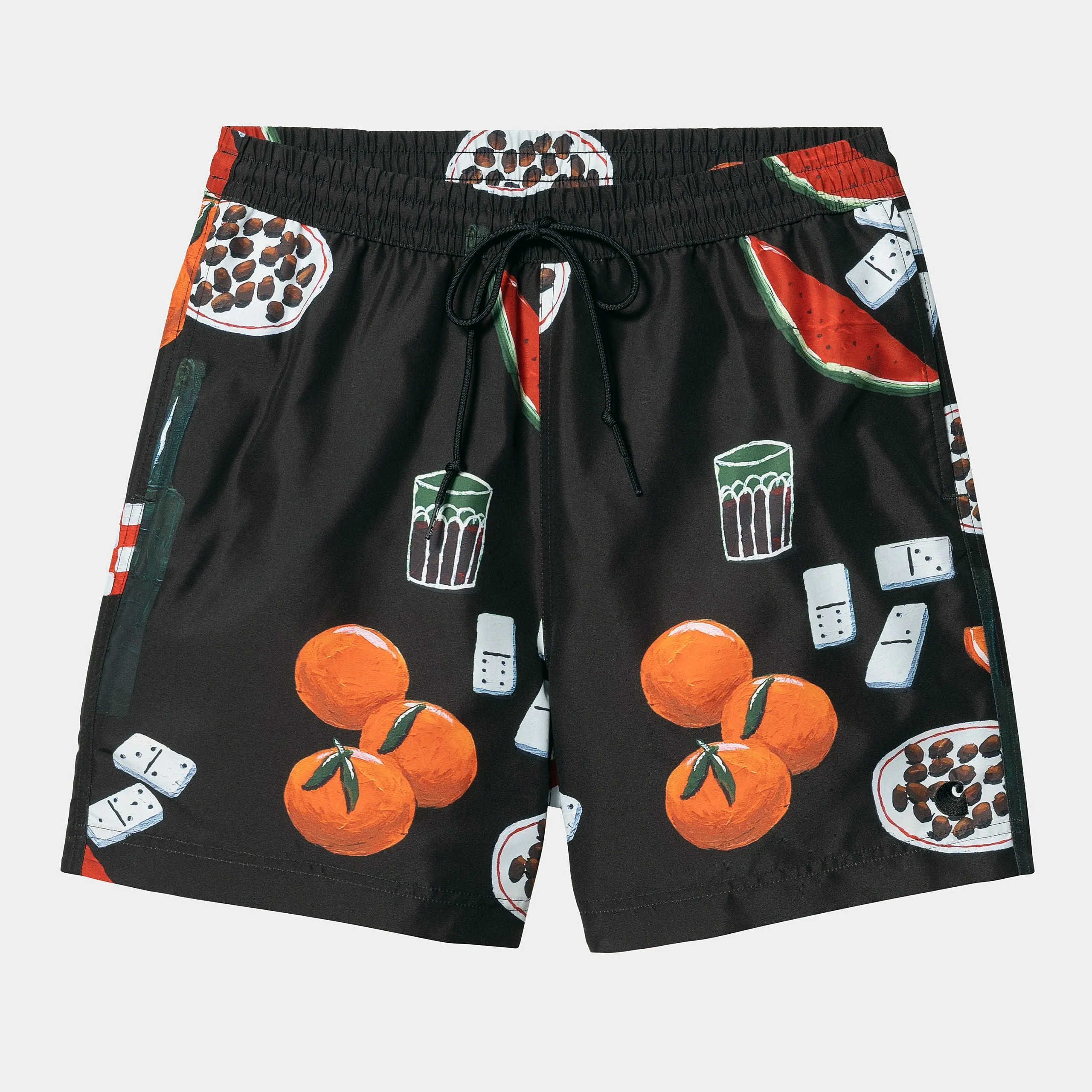 Carhartt WIP Mens Slater Isis Maria Dinner Print Swim Shorts - Black sold by The Foot Factory