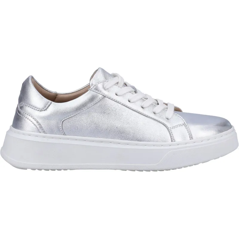 Hush Puppies Womens Camille Leather Trainers - Silver sold by The Foot Factory