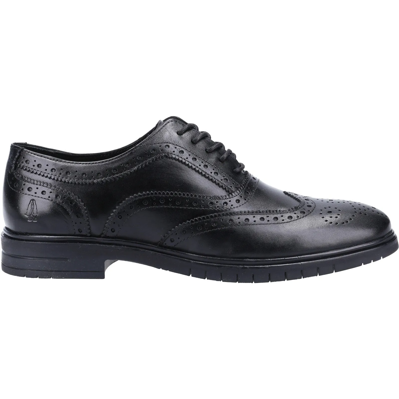 Hush Puppies Mens Santiago Leather Brogue Shoes - Black sold by The Foot Factory
