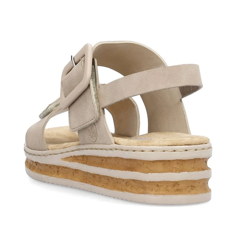 Rieker Womens Fashion Wedge Sandal - Beige sold by The Foot Factory product image thumbnail 3