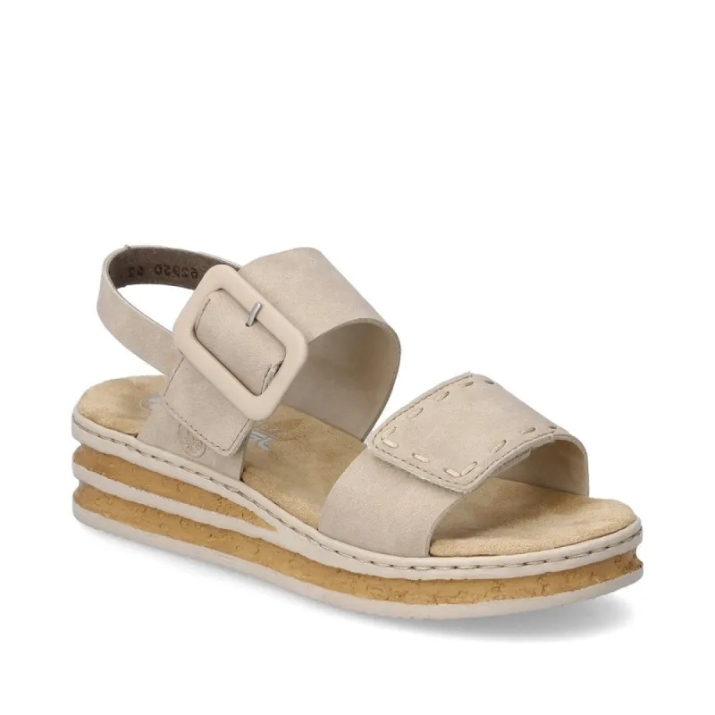 Rieker Womens Fashion Wedge Sandal - Beige sold by The Foot Factory