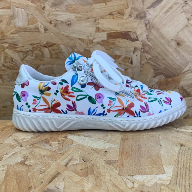 Rieker Womens Floral Fashion Trainers - White sold by The Foot Factory