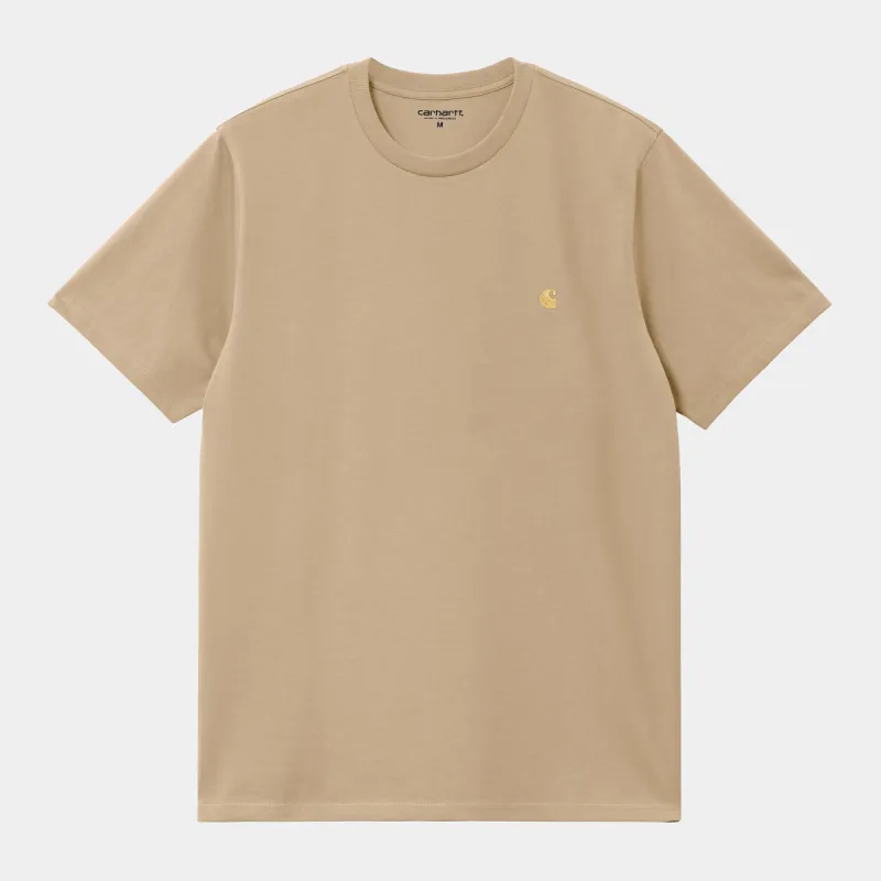 Carhartt WIP Mens Chase Short Sleeve T-Shirt - Sable sold by The Foot Factory