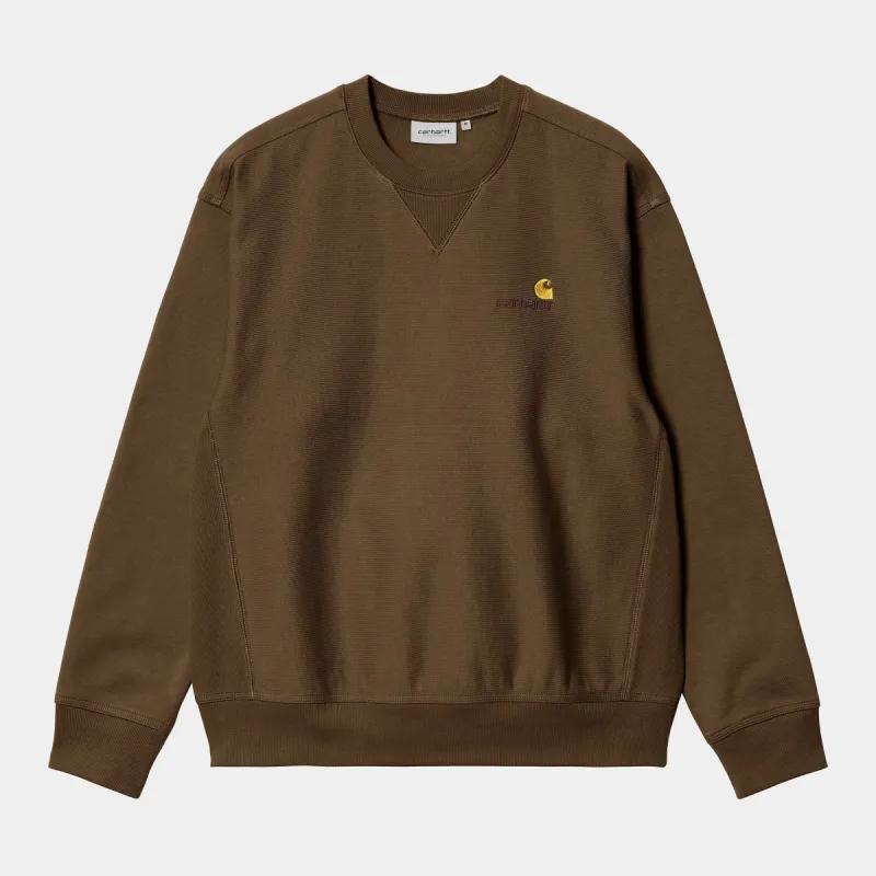 Carhartt WIP Mens American Script Sweat Top - Lumber sold by The Foot Factory