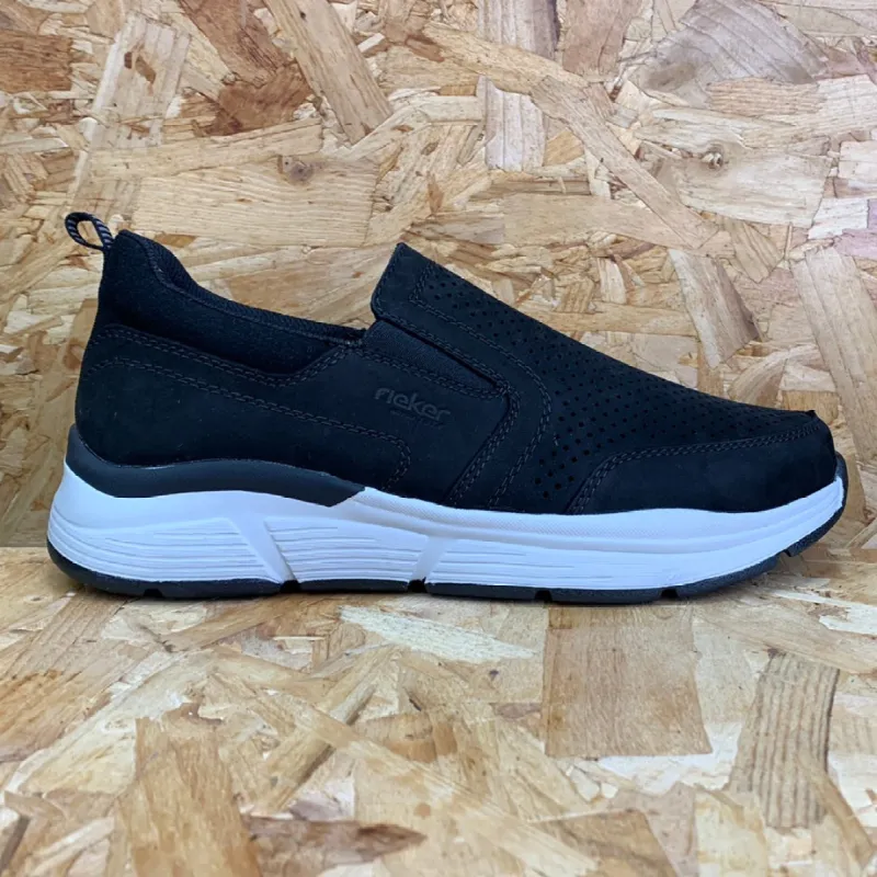 Rieker Mens Slip On Wide Leather Trainers - Black sold by The Foot Factory