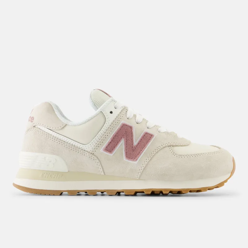 New Balance Womens 574 Fashion Trainers - Beige / Pink sold by The Foot Factory