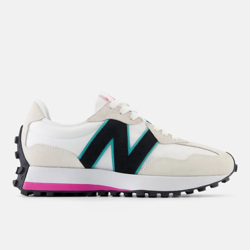 New Balance Womens 327 Fashion Trainers - White / Black / Pink sold by The Foot Factory
