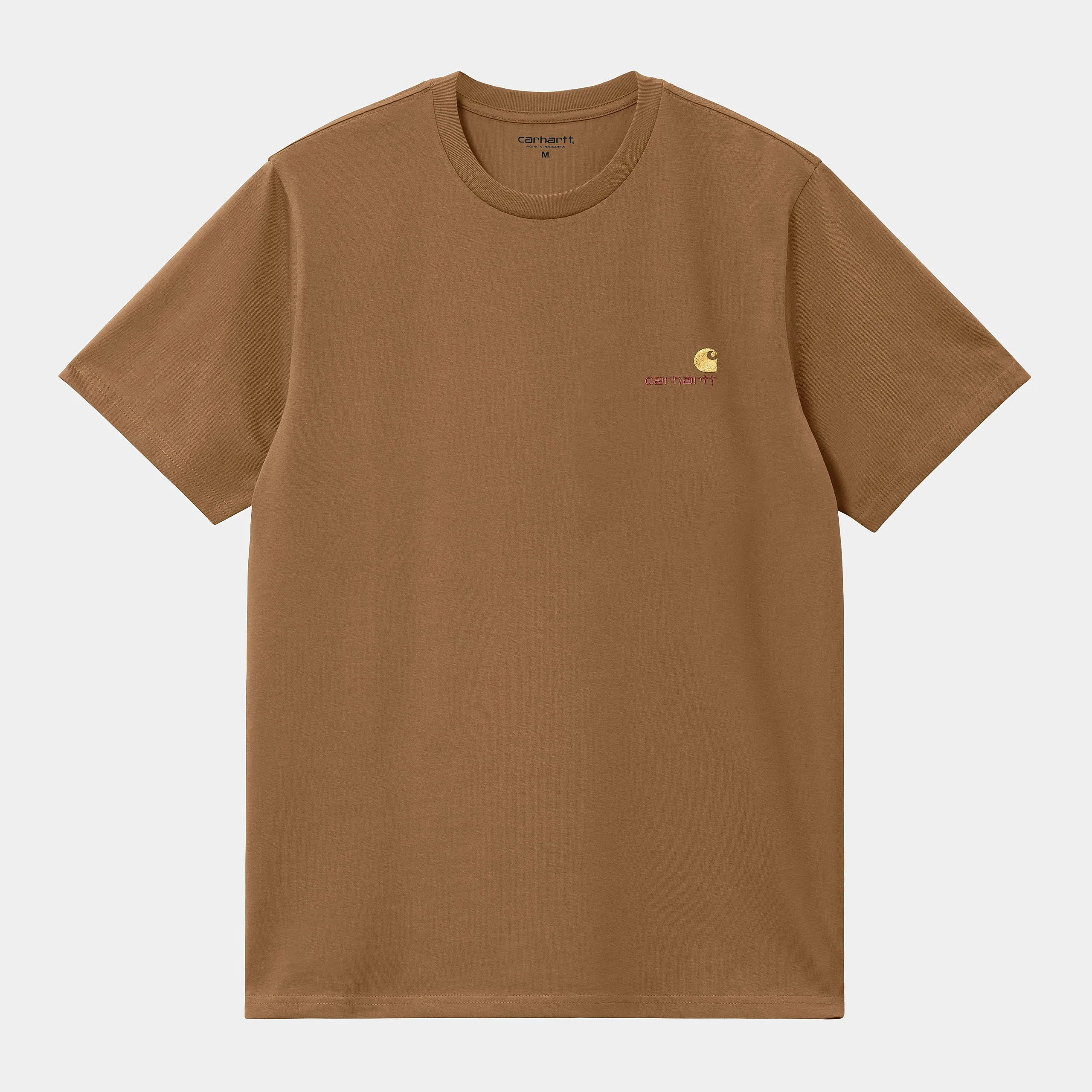 Carhartt WIP Mens Short Sleeved American Script T-Shirt - Hamilton Brown sold by The Foot Factory
