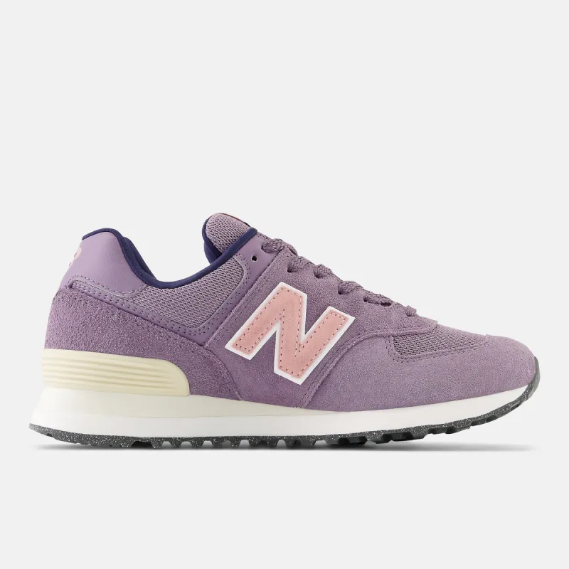 New Balance Womens 574 Fashion Trainers - Shadow / Pink Moon sold by The Foot Factory