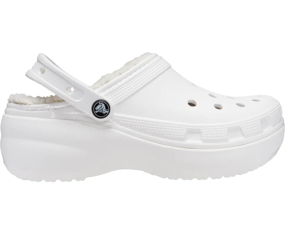 Crocs Unisex Classic Platform Lined Clog - White sold by The Foot Factory