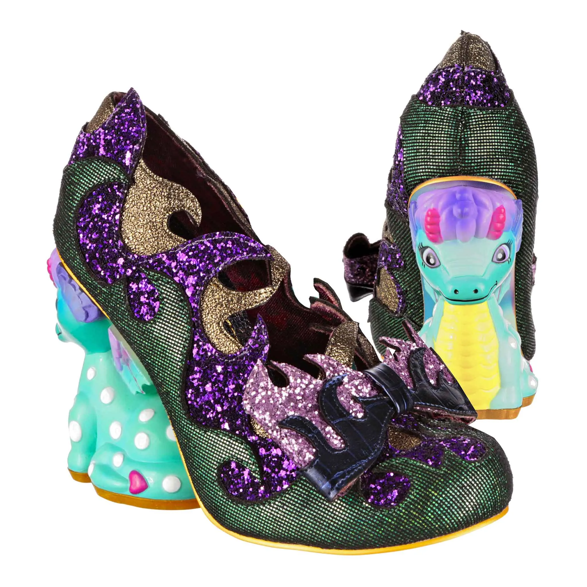 Irregular Choice Womens Dragons & Fire Dragon Lair High Heels - Green sold by The Foot Factory