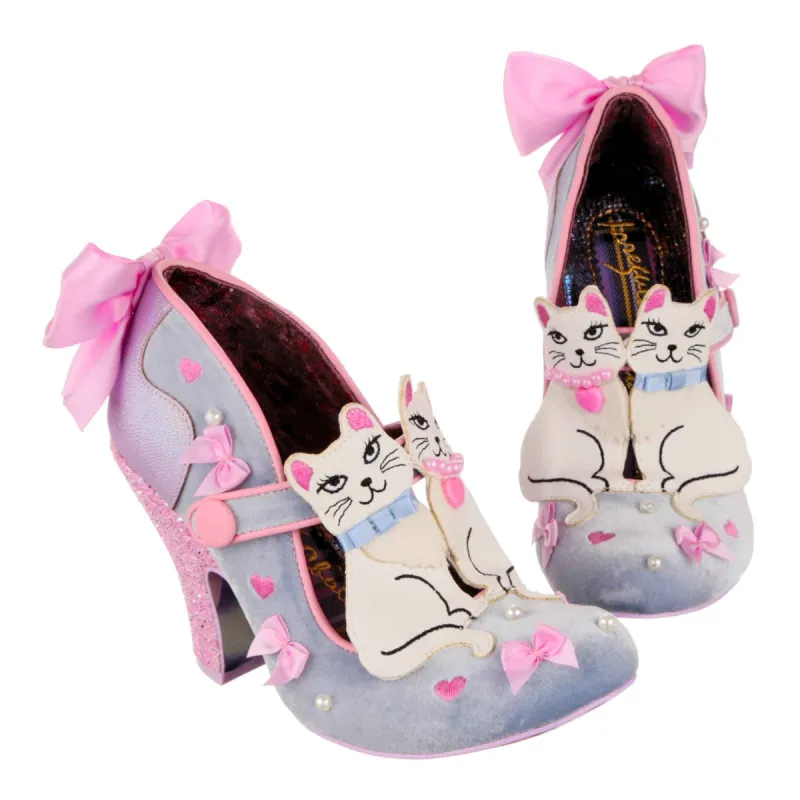 Irregular Choice Womens Kitty Bow High Heels - Silver sold by The Foot Factory
