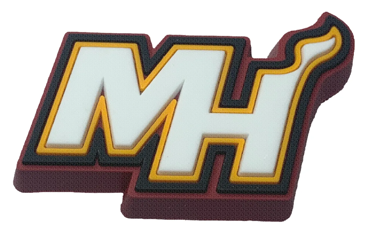 Crocs Jibbitz NBA Miami Heat "MH" Charm sold by The Foot Factory