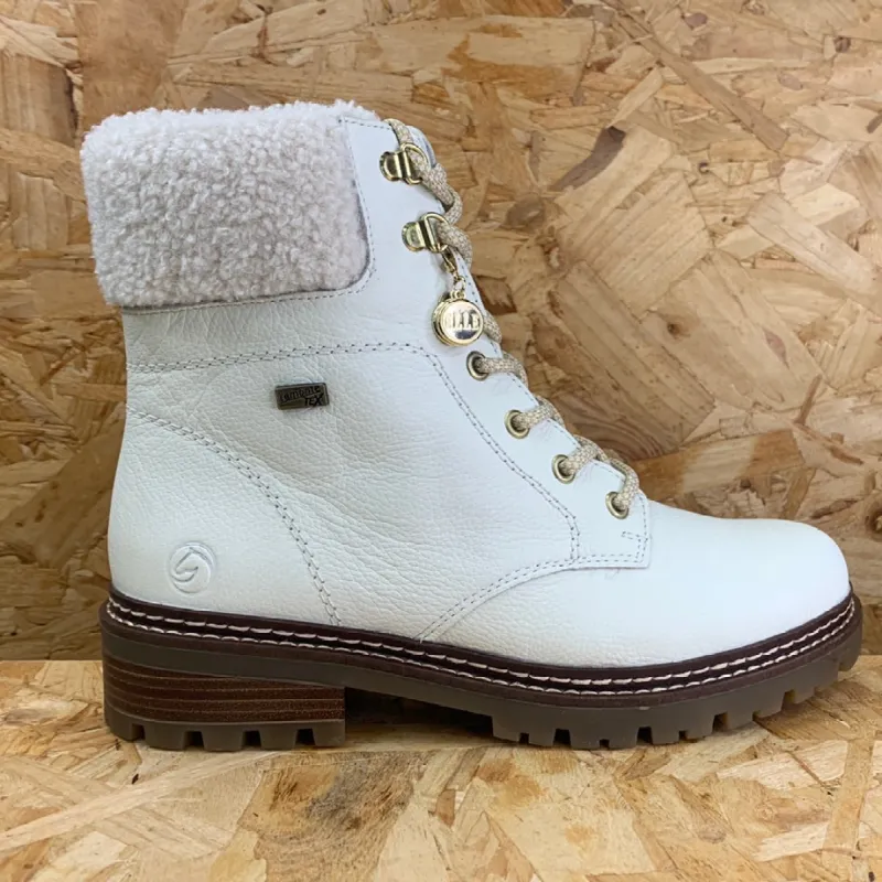 Remonte Womens Lambswool Lined Leather Ankle Boot - White sold by The Foot Factory