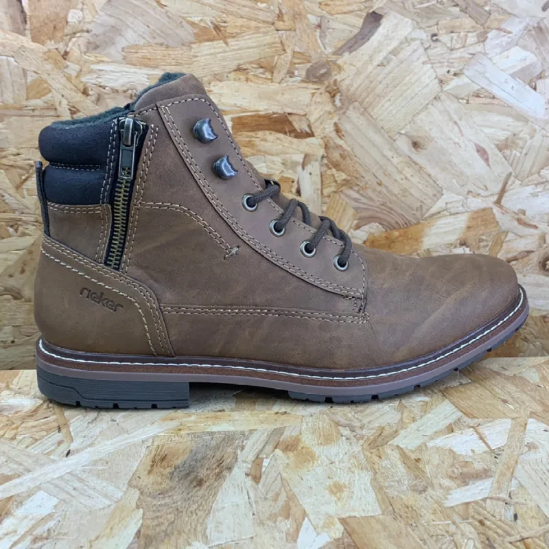 Rieker Mens Fleece Lined Oxford Boot - Brown sold by The Foot Factory