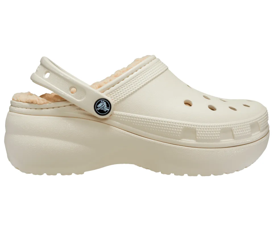 Crocs Unisex Classic Platform Lined Clog - Bone sold by The Foot Factory