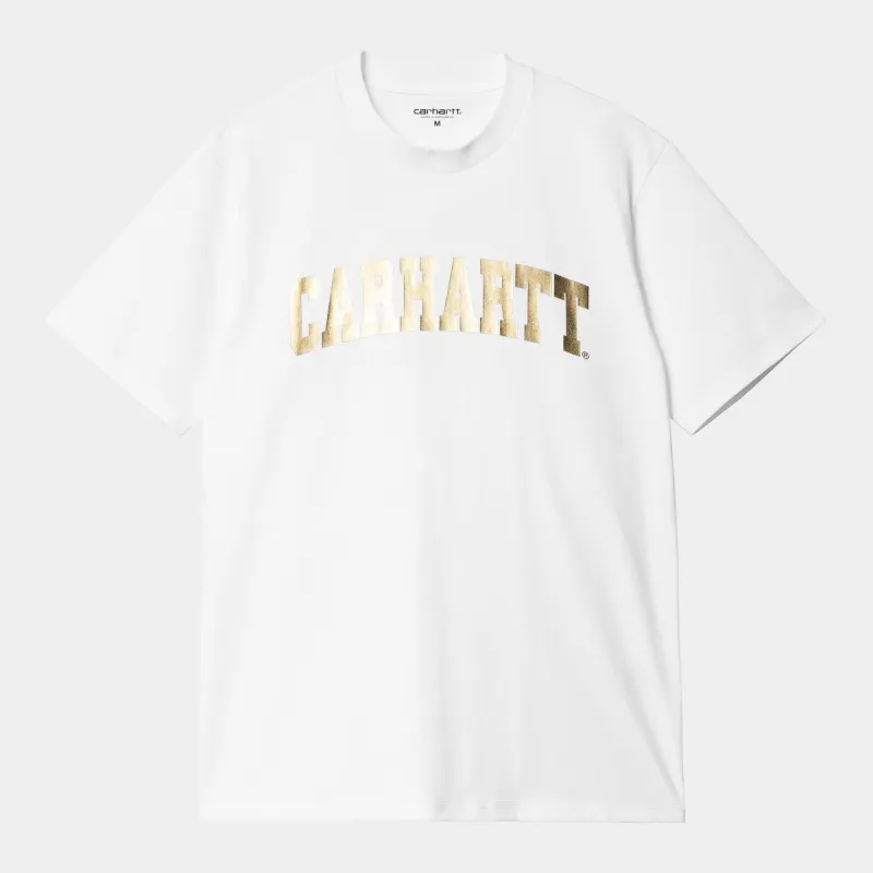 Carhartt WIP Mens University T-Shirt - White / Gold sold by The Foot Factory